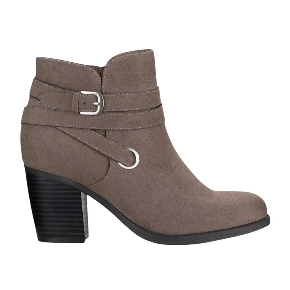 Style & Co. Women's Zolaa Faux Suede Block Heel Ankle Boots Booties Size 7 Taupe